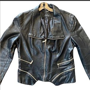 Coalition LA Black faux leather jacket with gold hardware